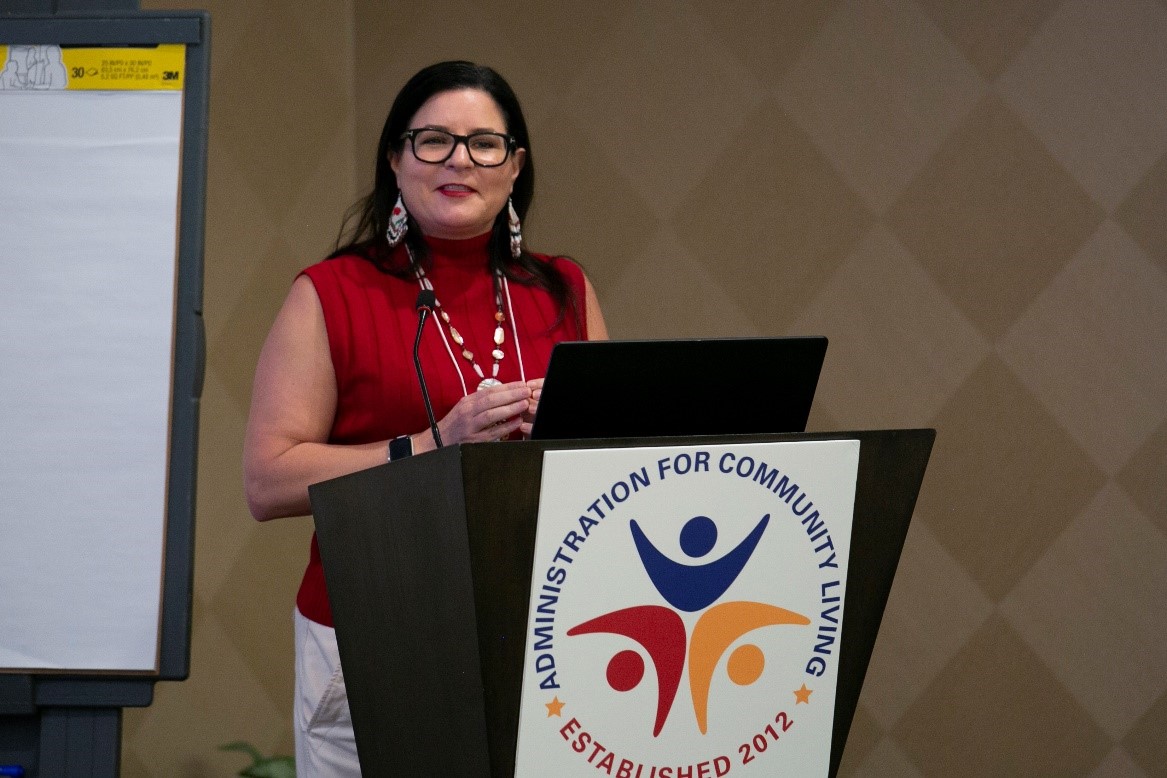 Heather Zenone, Senior Advisor, Child Welfare Issues providing an overview on the history and the distinct differences of a genogram of tribal families