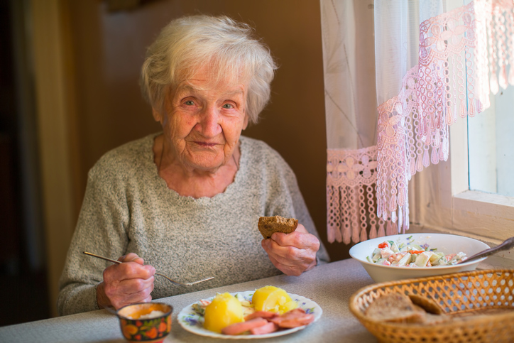 a woman eating