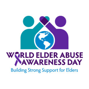 World Elder Abuse Awareness Day logo with tagline Building Strong Support for Elders